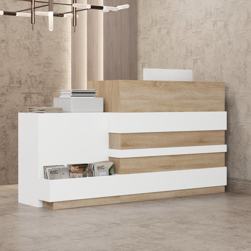 87.2'' w rectangular reception desk with draw and keyboard tray