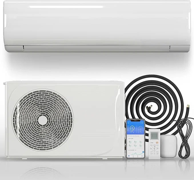 12,000 BTU Ductless Mini Split Air Conditioner for 750 Square Feet with Heater, 4-in-1 Wall-Mounted Ductless Ac With Heat Pump, Smart WiFi Air Conditioner with115v Energy Saving&24H Timer (White)