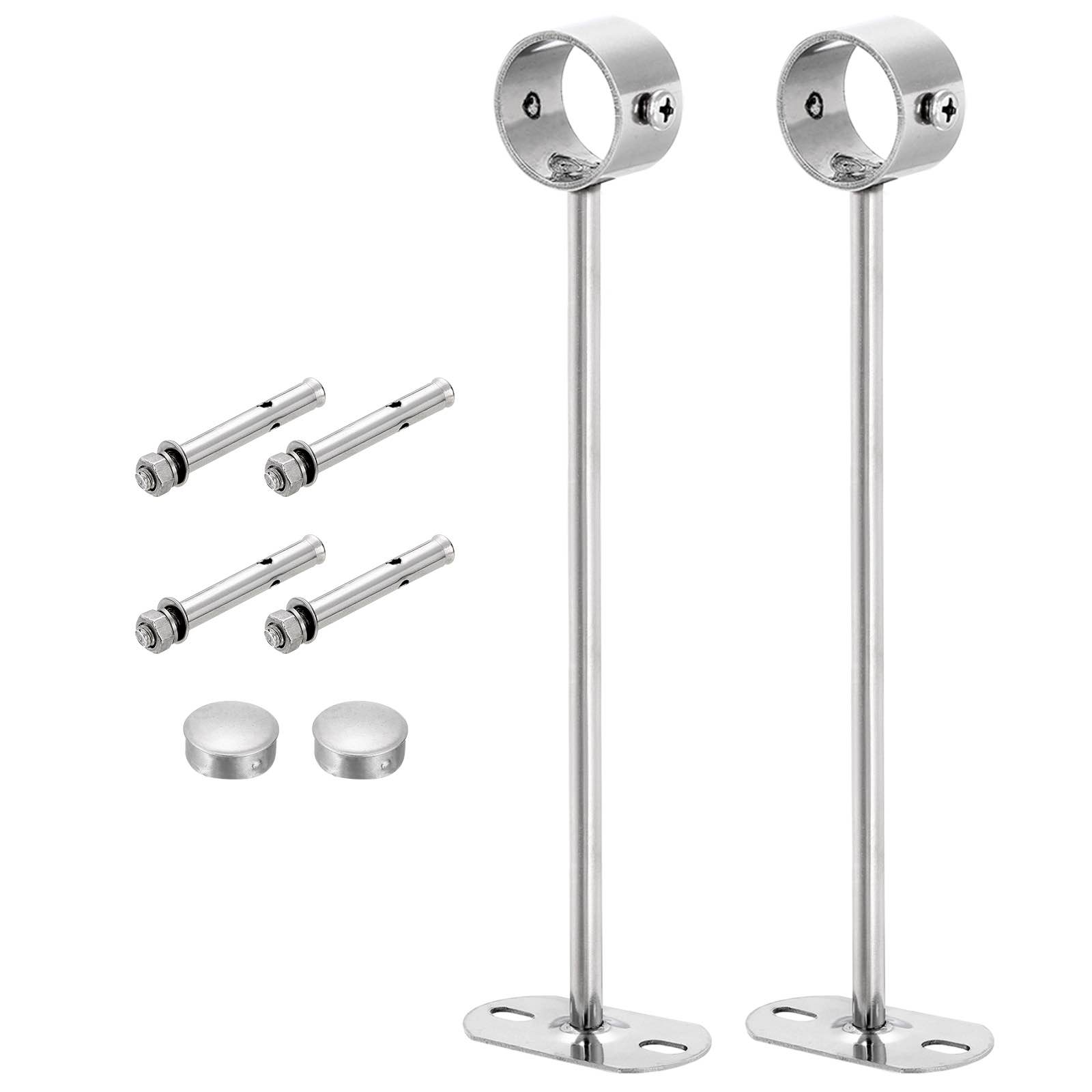 uxcell 4 set ceiling mount curtain rod bracket, 32mm/1.26" pipe length 300mm/11.81" stainless steel