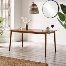 Lynton Rectangular Walnut Effect Solid Wood 6 Seater Dining Table
