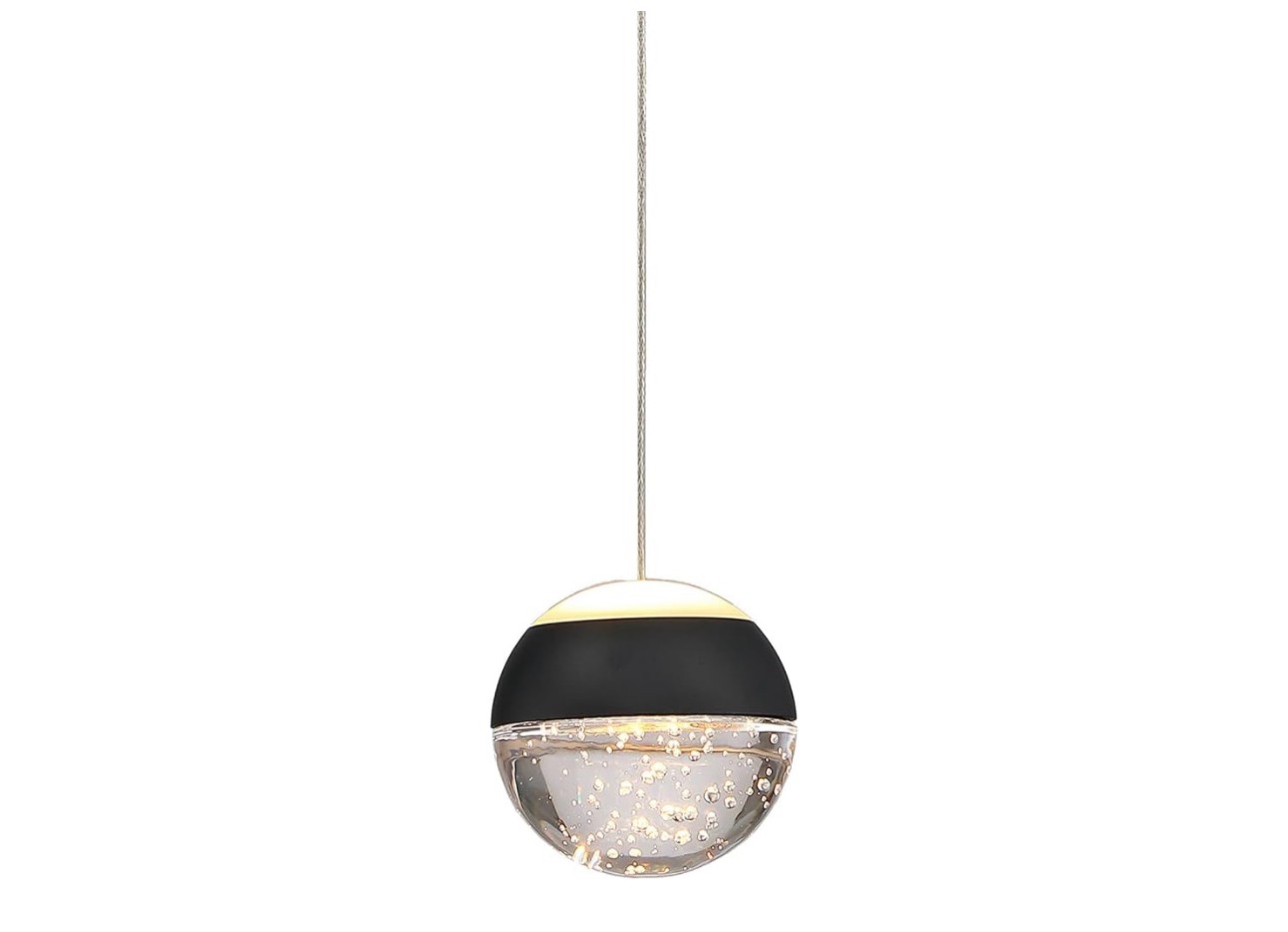 JoollySun Crystal Pendant Light Fixture: Modern Black Mini Hanging Lights for Kitchen Island Bathroom