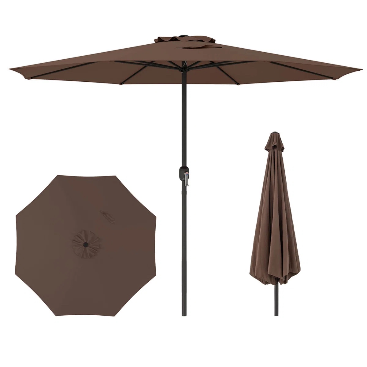 12 Ft Patio Umbrella Outdoor Market Umbrella With Crank Handle 8 Sturdy Ribs