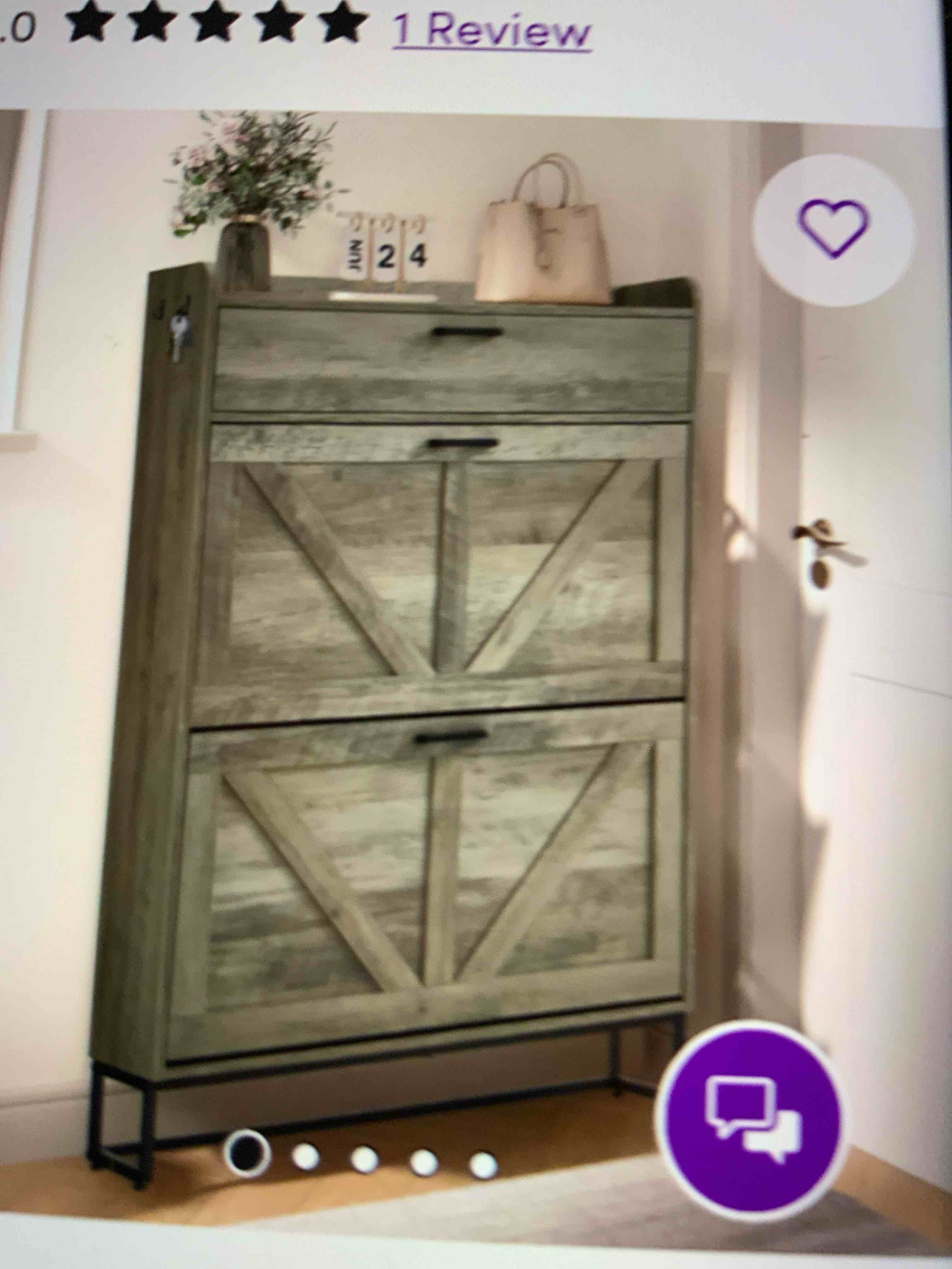 16 Pair Shoe Storage Cabinet With 2 Flip Drawers