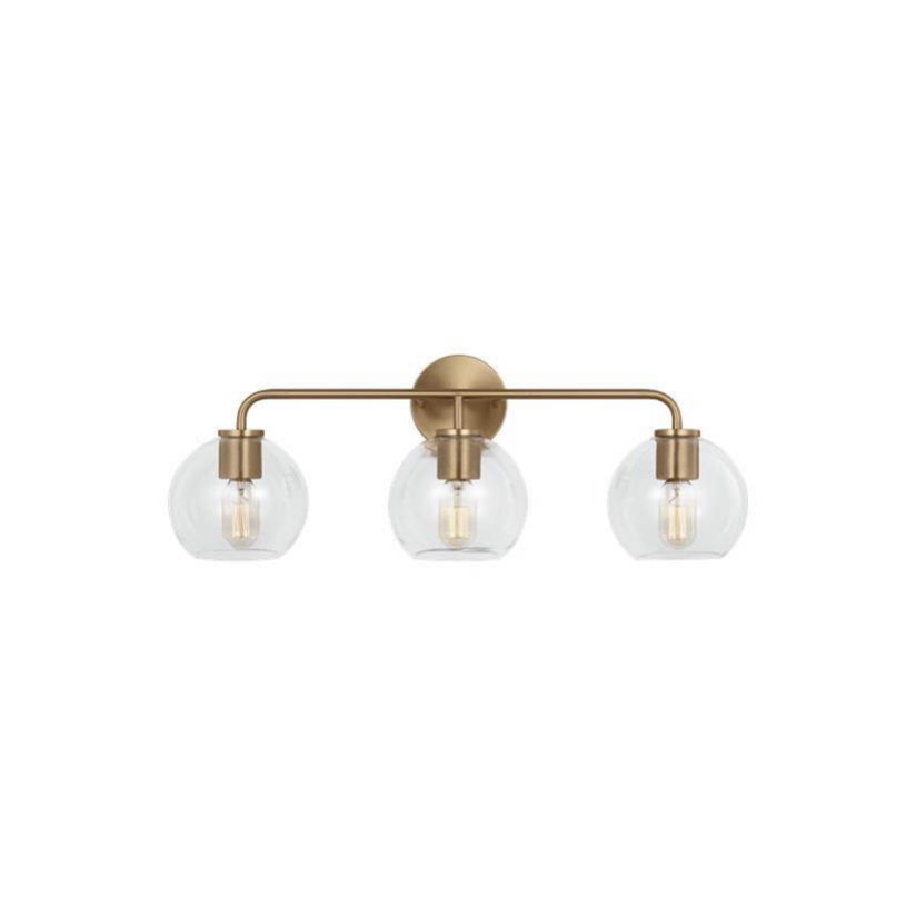 Generation Lighting Orley Transitional Dimmable Indoor 3-Light Vanity Light In A Satin Brass Finish With A Clear Glass Shade