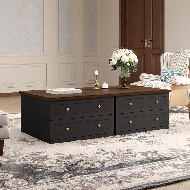 Latitude Run 63" Wide Rustic Coffee Table With Hidden Storage & Dual Drawers