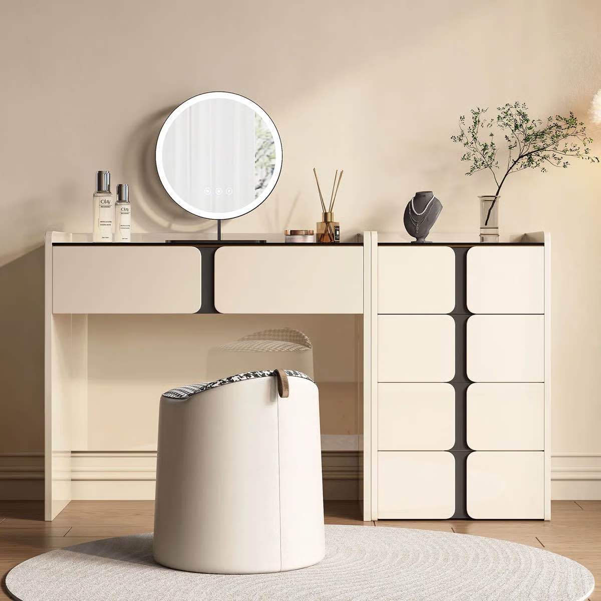 Alara Makeup Vanity Desk (Mirror, Stool Not Included)