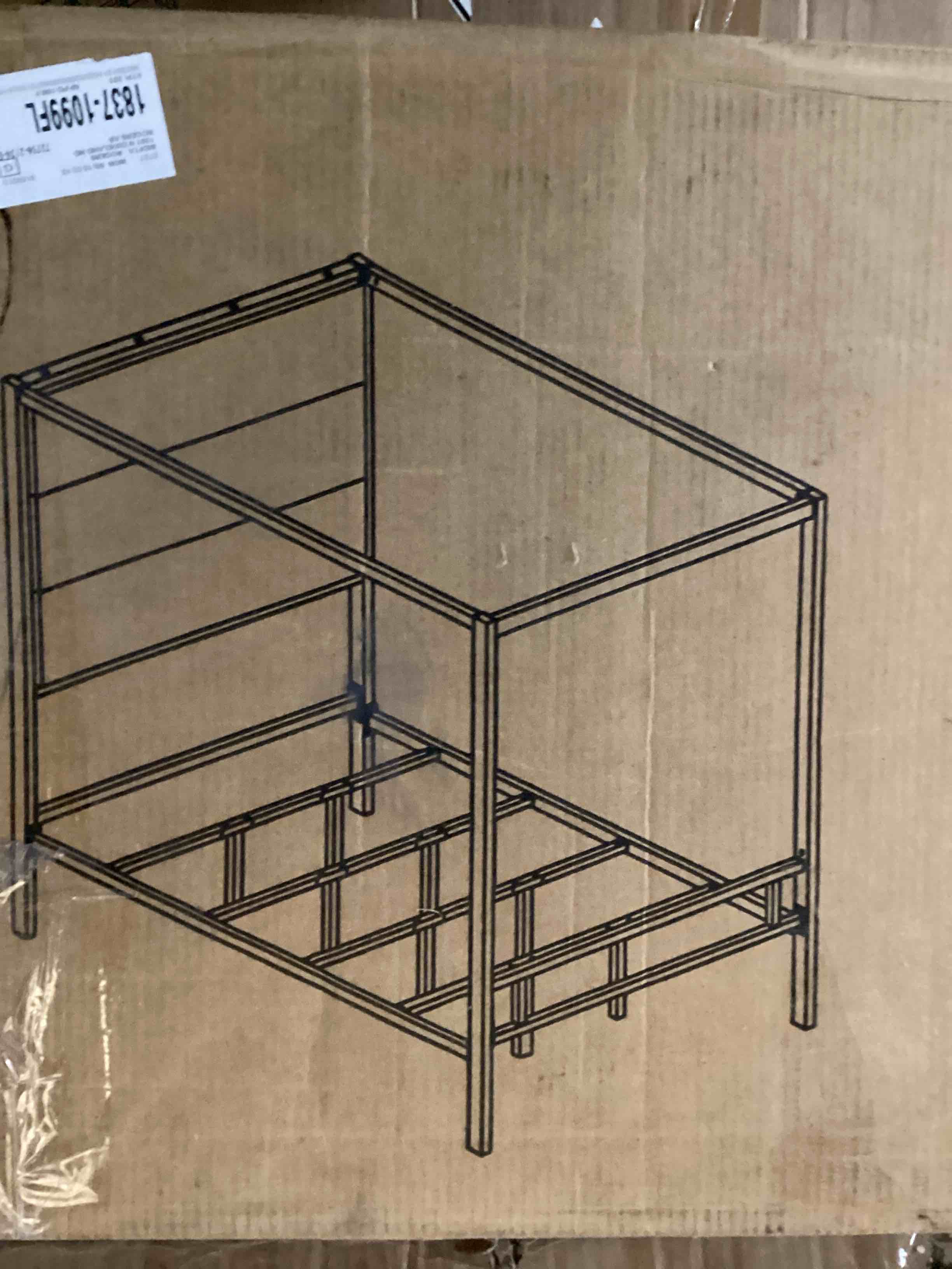 Luxury Canopy Bed – Metal Frame with Linen Headboard, Box Spring Required