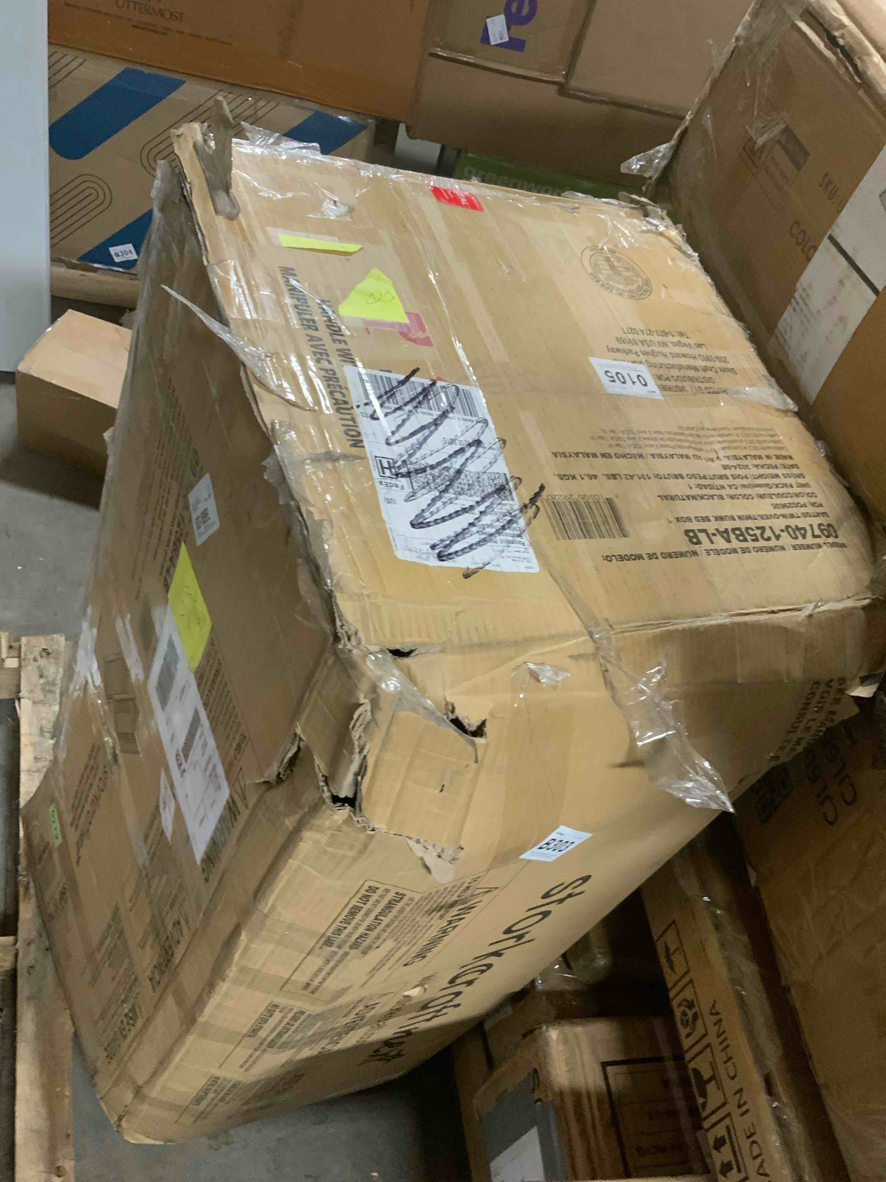 Condition photo showing As Is for Santos Twin-Over-Twin Bunk Bed - Black/Natural Box A