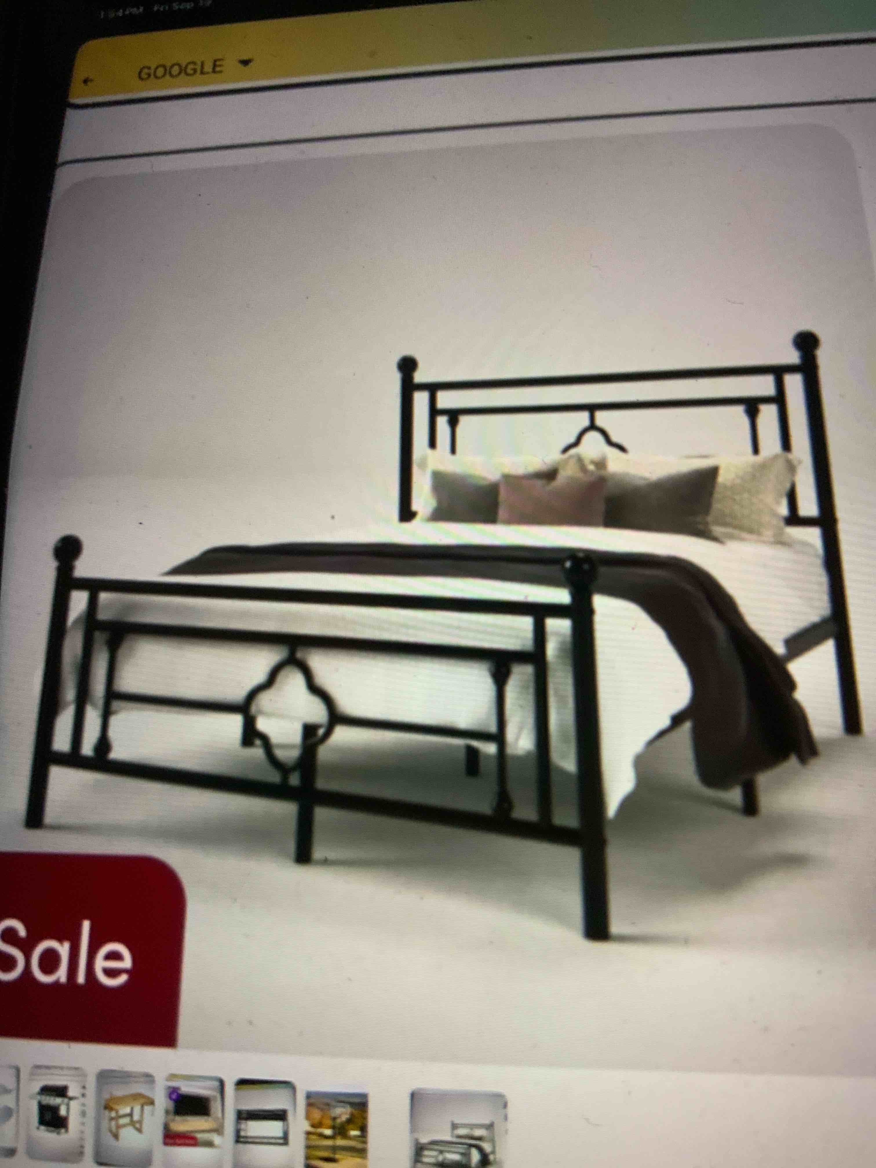 ajayceon metal platform bed frame with vintage-style headboard and footboard