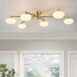 priella mid-century brass ellipse glass semi-flush mount