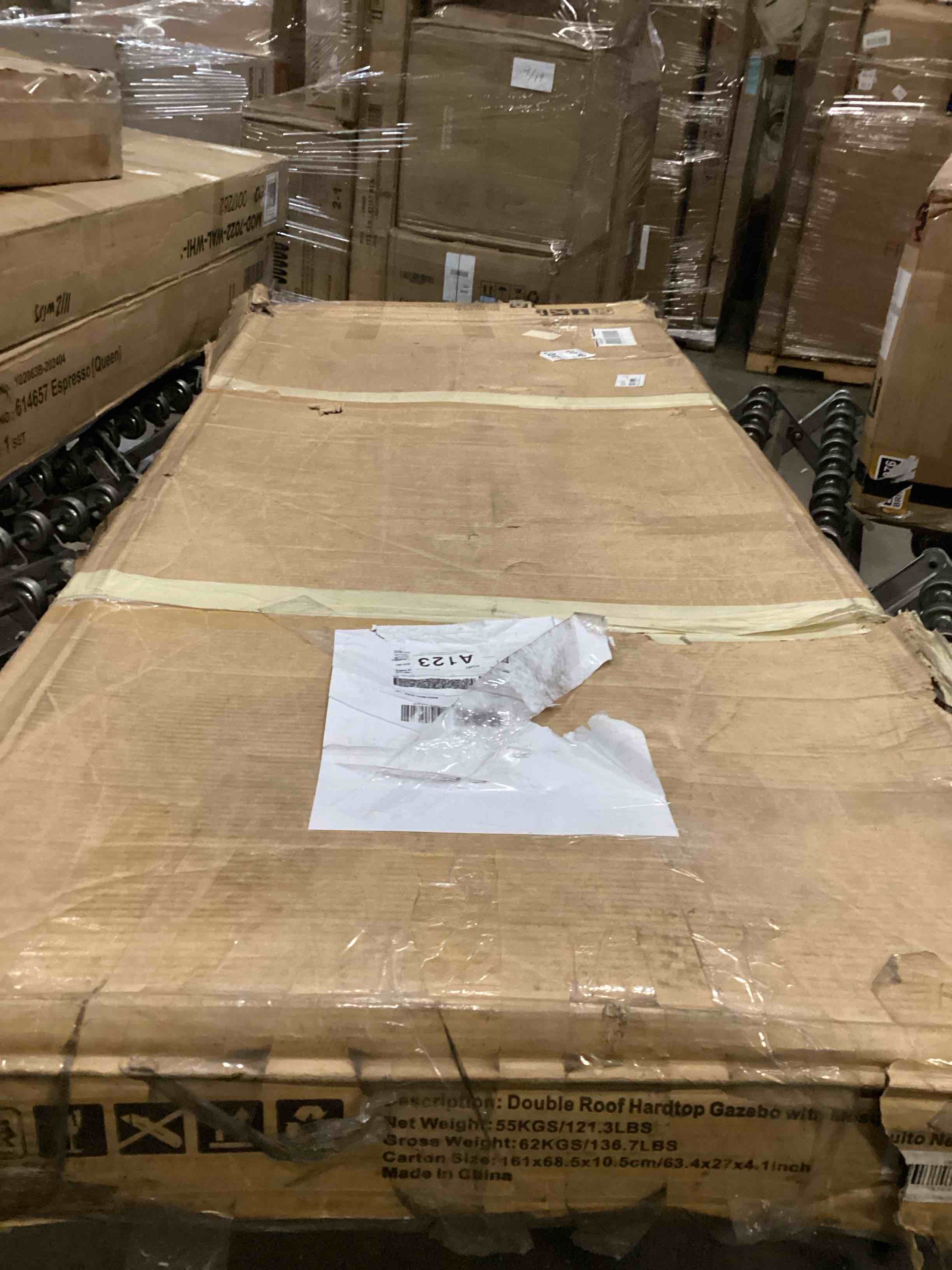 Condition photo showing Good Condition for 13 Ft. W X 11 Ft. D Solid Wood Outdoor Hard Top Patio Gazebo With Mosquito Netting