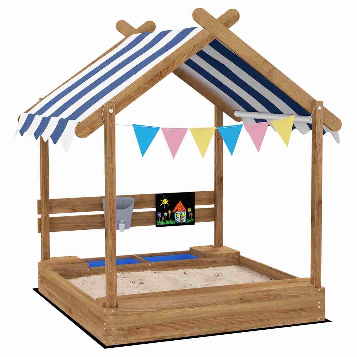 Outsunny 45.7'' x 57.5'' Wood Rectangle Sandbox