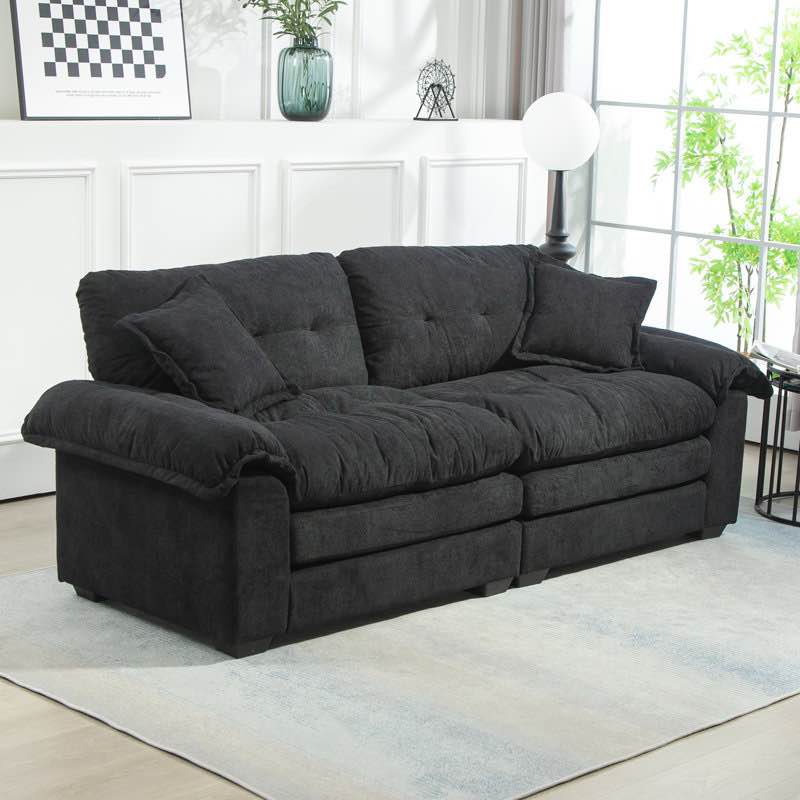 Geneveve 84" Chenille Upholstered Pillow-Top Arm Loveseat Sofa with Memory Foam Cushions and Pocketed Coil Springs