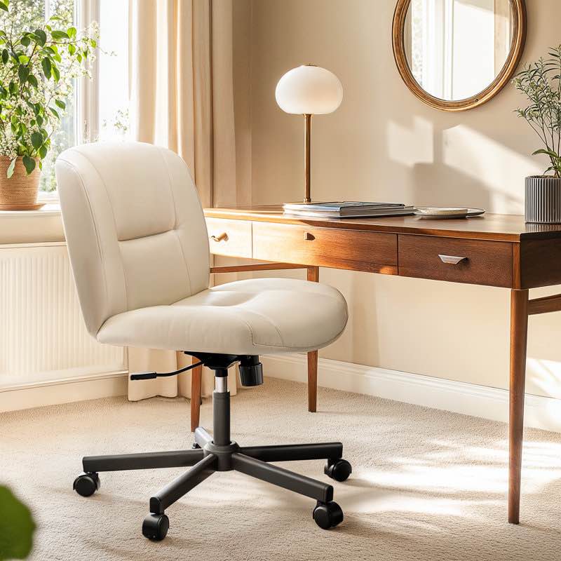 Fulden  Office Chair Desk Chair Criss Cross Chair Wheels,Wide Cross Legged Office Desk Vanity Chair,Adjustable Swivel Computer Task Chairs for Home Office