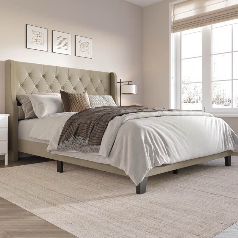 araylia upholstered wingback bed