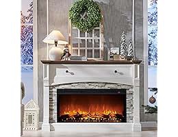43" Electric Fireplace With Mantel, 1500W Freestanding Heater With Remote Control