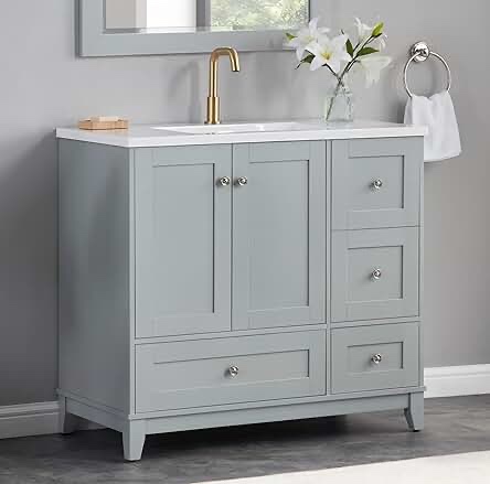 Condition photo showing Good Condition for Ferrand 37" Single Vanity with 4 drawers & 2 Doors