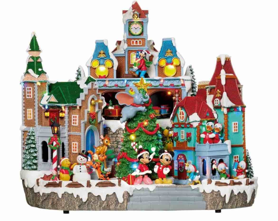 16" oversized lighted musical skiing christmas village – animated tabletop decor