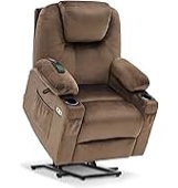 Rawleigh 41.3\u0027\u0027 Wide Chenille Power Lift Recliner with Lumbar Heat \u0026 8-Point Massage \u0026 USB Port \u0026 Dual Hidden Cup Holders