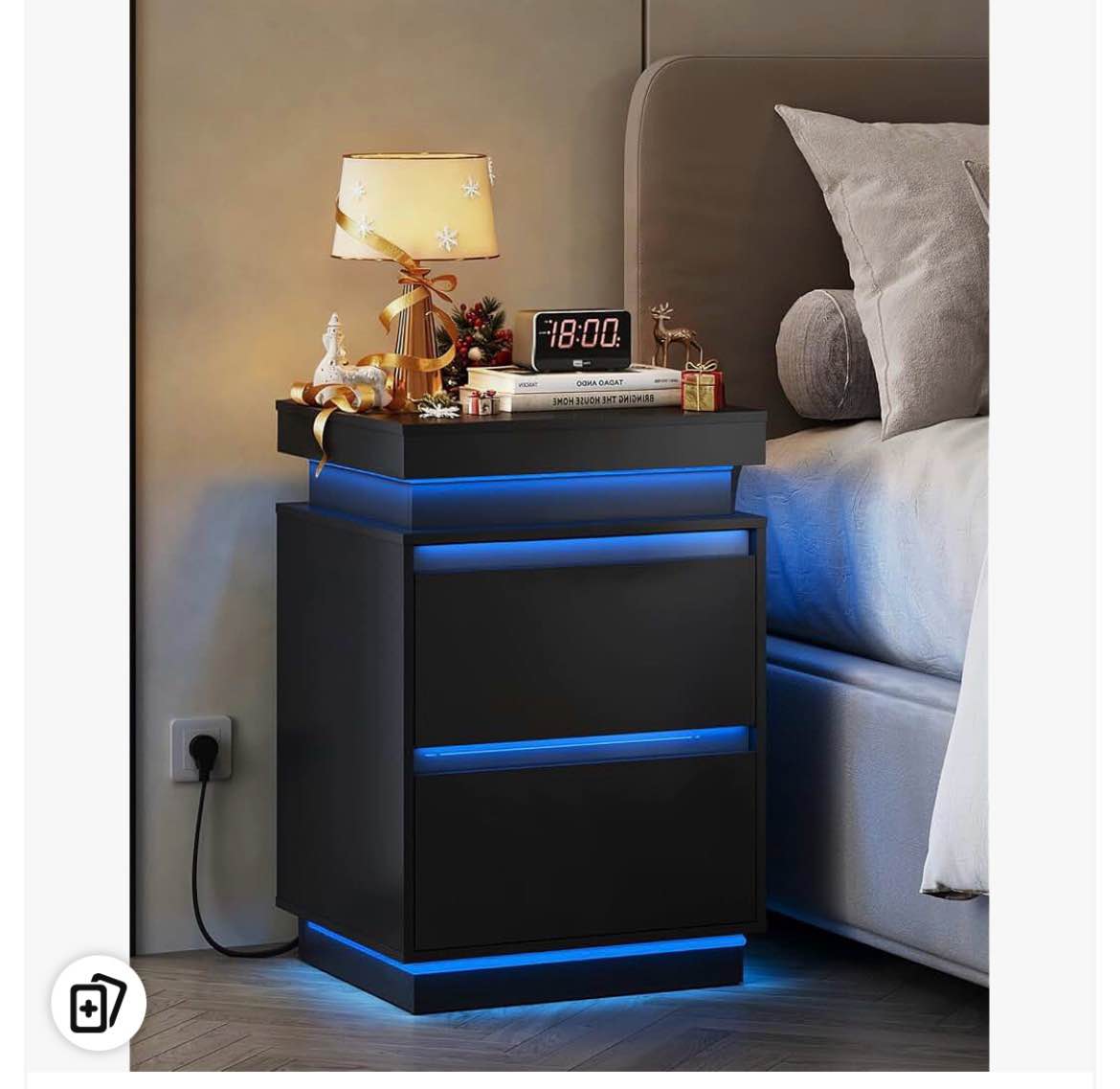 Westerly Modern Style Wooden Nightstand with LED Light and Storage Drawers