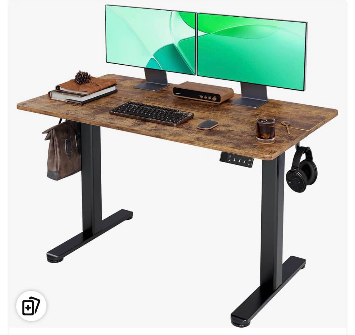 Electric Standing Desk, Adjustable Height Stand Up Desk, 24X48 Inches Sit Stand Home Office Desk,Black Frame/Black Top