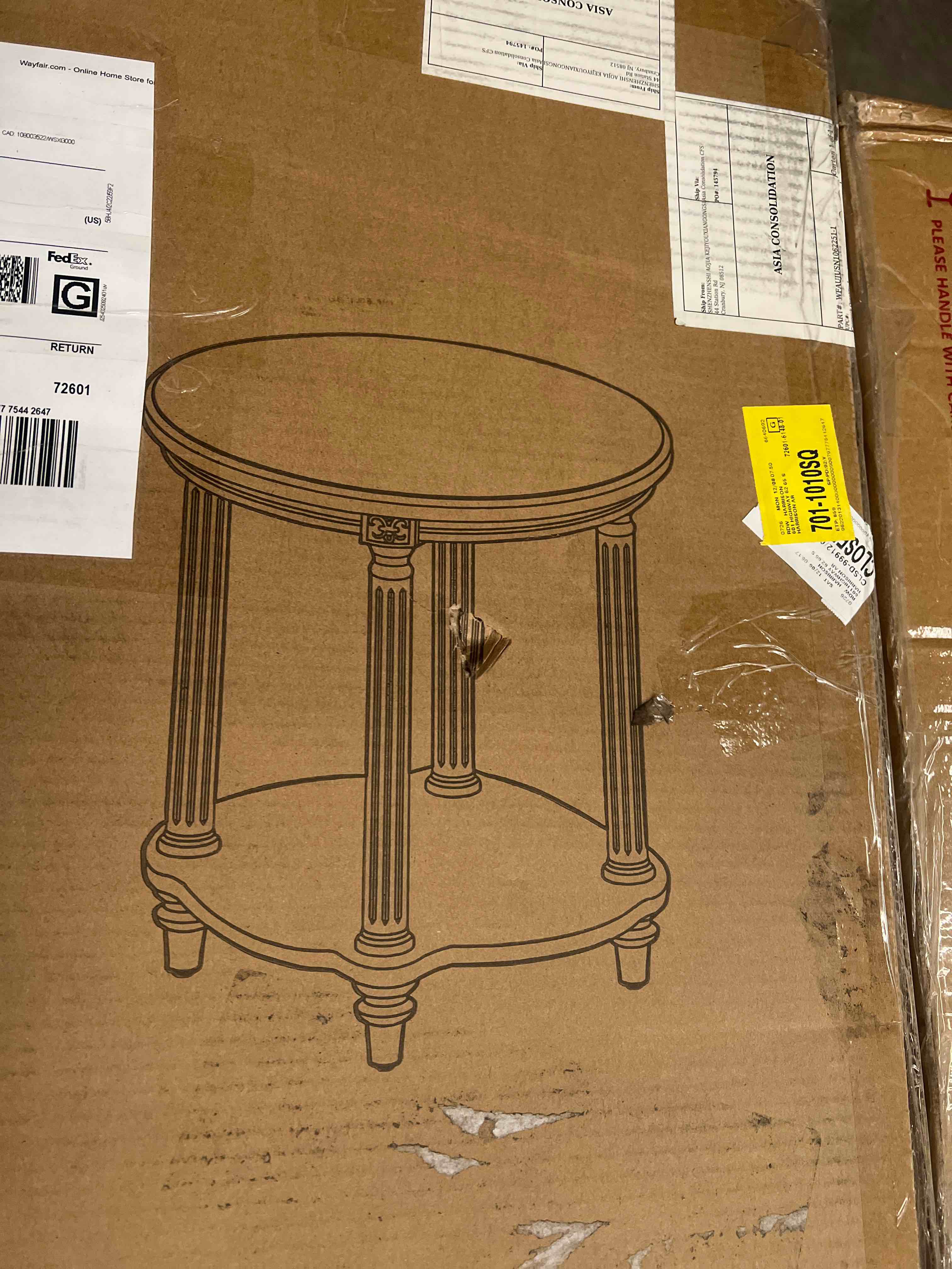 Antique Round Side Table - Solid Wood Farmhouse Accent Table