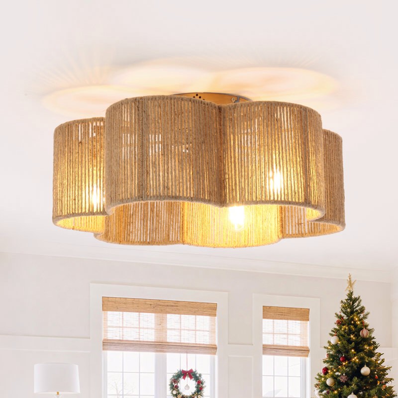 20.9" Boho Caged Ceiling Fan With Light Kit And Remote Control