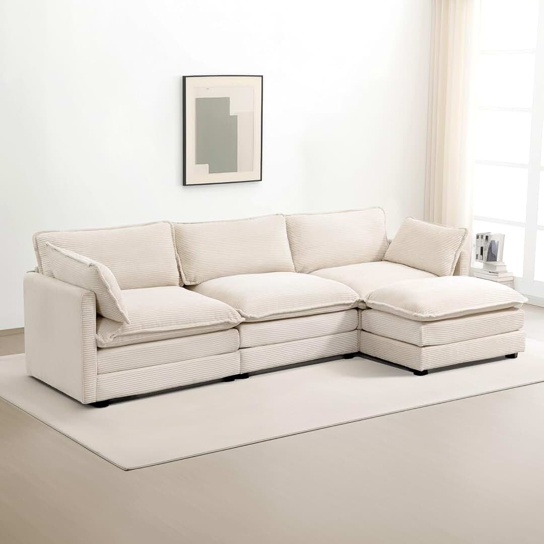 Condition photo showing Good Condition for Modular Sectional Sofa, Convertible Sofa Couch Modular Sofa With Ottoman