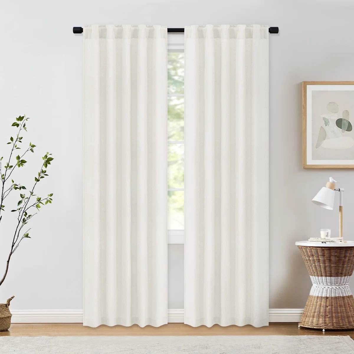 Toyoko Linen Blended Semi-Sheer Back Tab Curtain Pair