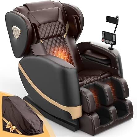 Massage Chair Full Body, Zero Gravity Massage Chair with 10 Fix Rollers, Heating, Foot Massage, Auto Modes, Bluetooth Speaker, Touch Screen Controller