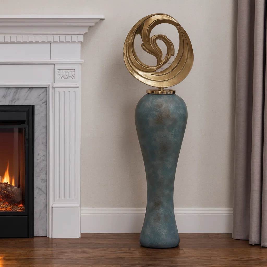 47"Theron Large Oversized Vase With Metal Topper