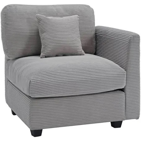 Zayva Corduroy Fabric Right Armrest Seat Module Side Chair For Modular Sectional Sofa