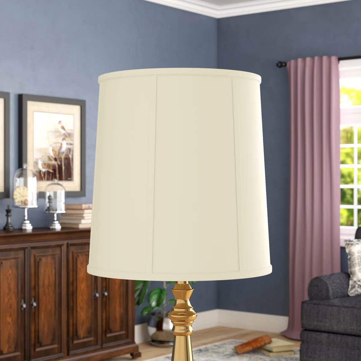 17" H x 16" W Silk/Shantung Drum Lamp shade ( Screw on )