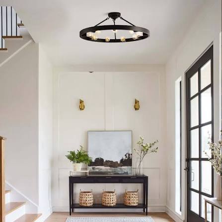 Abigail Vintage 32" Wagon Wheel 9-light Ring Semi-Flush Mount