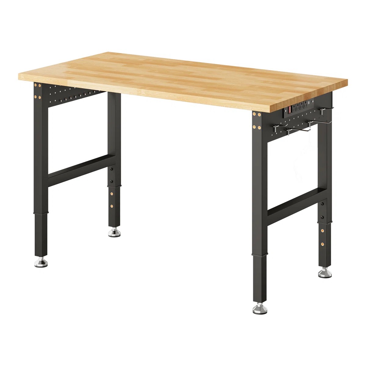 Alok 6,000-lb Capacity Adjustable Workbench with Built-In Power Socket – Heavy-Duty Work Table for Garage, Workshop \u0026 Office