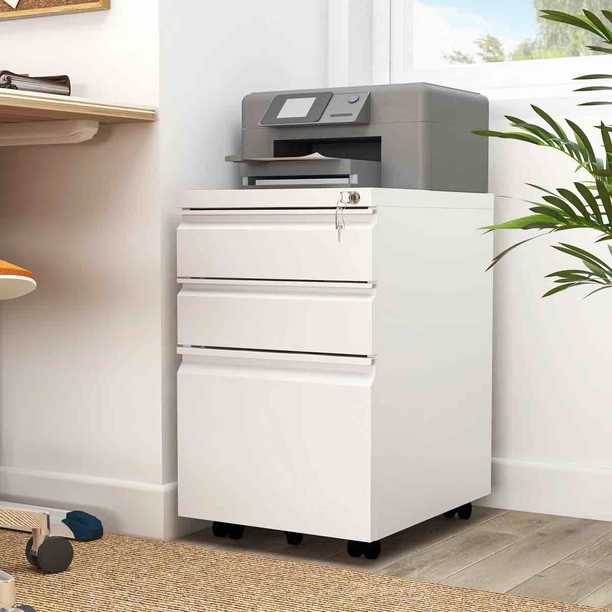 Carreiro 15.3\u0027\u0027W Heavy-duty 3-Drawer Mobile Vertical File Cabinet with Lock for Home Office