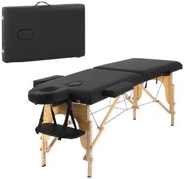 Portable Three-fold Massage Table with Wooden Feet