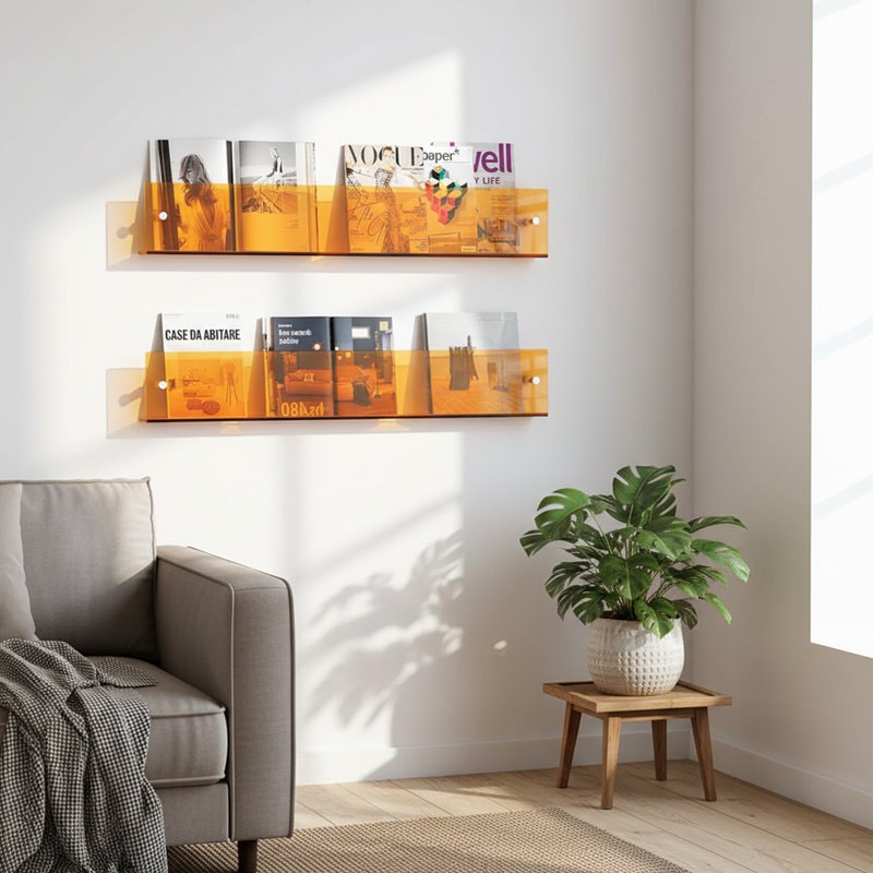 2-Pack Acrylic Magazine Storage Box Brochure Storage Box, Record Box Magazine Rack, Fashionable Hanging Bookshelf, Waiting Room, Living Room, Office File Storage Shelf