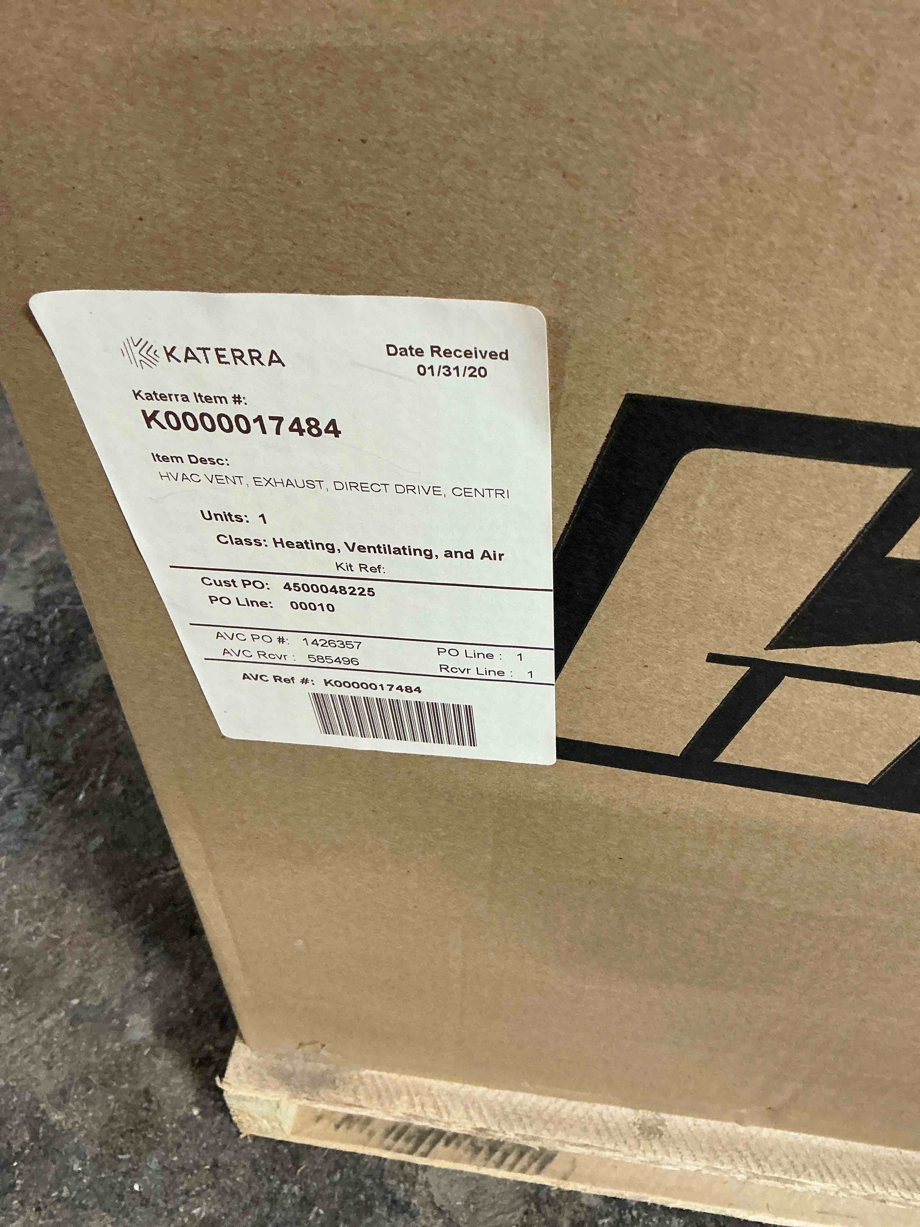 Condition photo showing New/Like New for Katerra HVAC Vent, Exhaust, direct drive