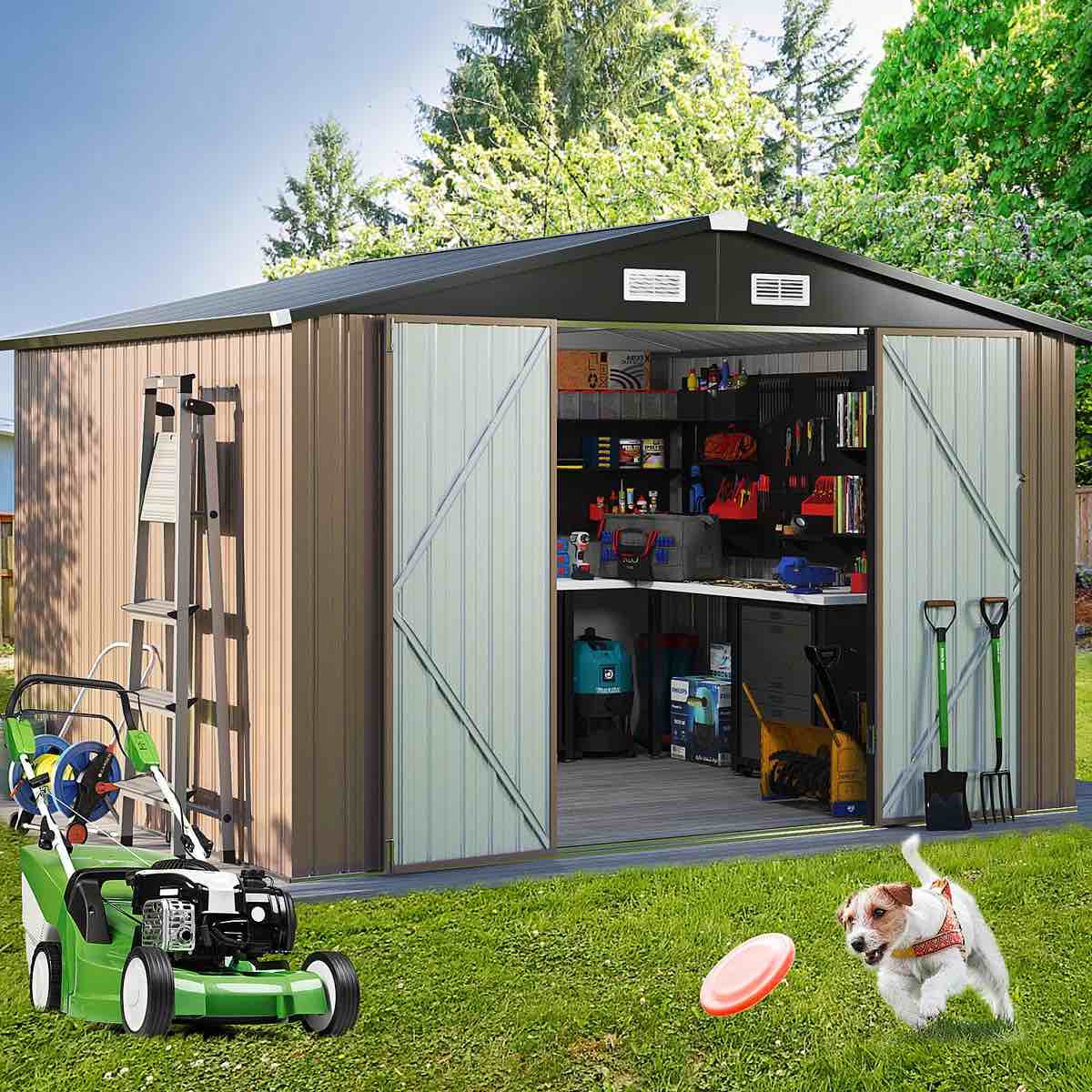 10 ft. W x 8 ft. D Metal Storage Shed