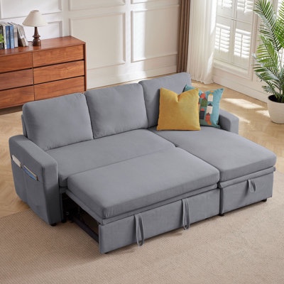 87\u2018\u2019Upholstered Sleeper Sofa-Light Gray Wrap 2