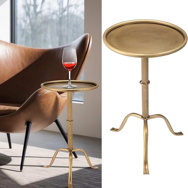 Side Table with Brushed Brass Finish