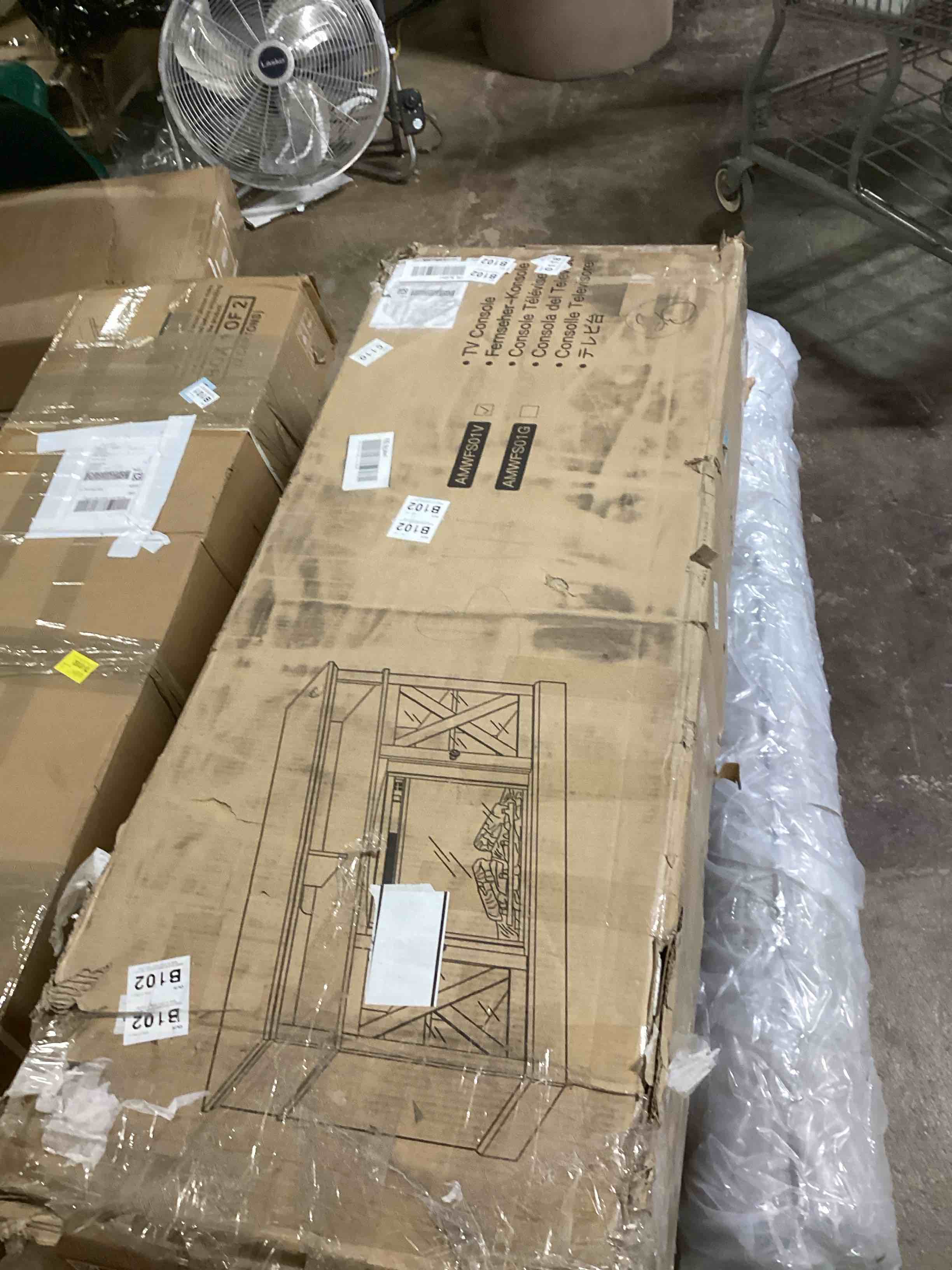 Condition photo showing Good Condition for Jinora TV Stand For TVs Up To 75" With Electric Fireplace Included, Farmhouse TV Console \u0026 Entertainment Center