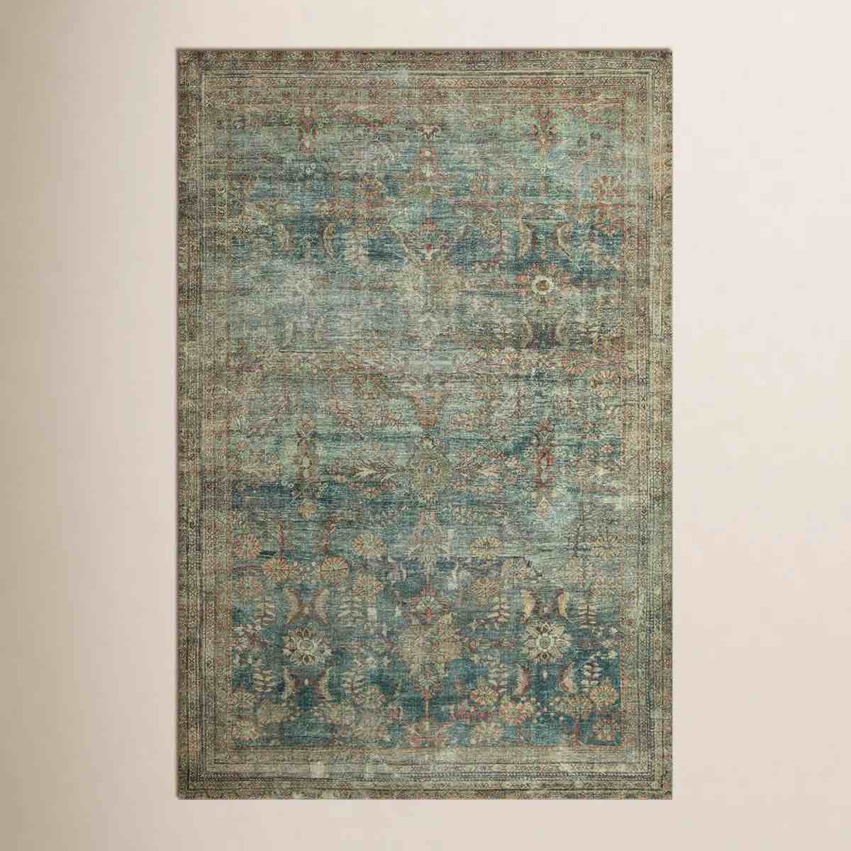 Magnolia Home By Joanna Gaines X Loloi Banks Machine Washable Ocean / Spice Area Rug