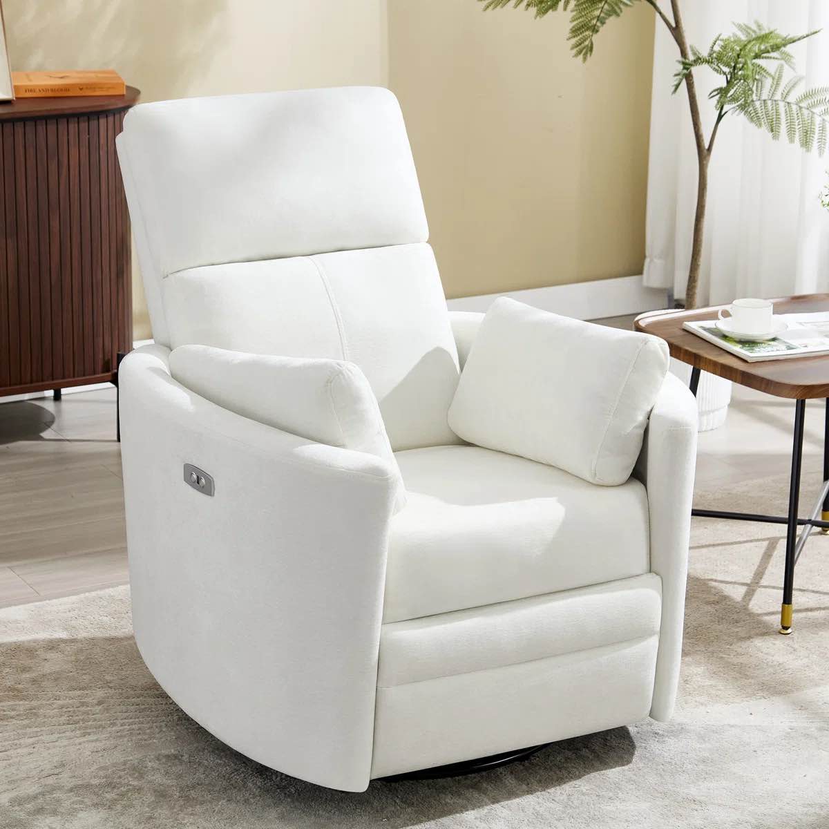 Ultimate Comfort Luxurious Power Recliner: Adjustable Pillows And Swivel Rocker Desig