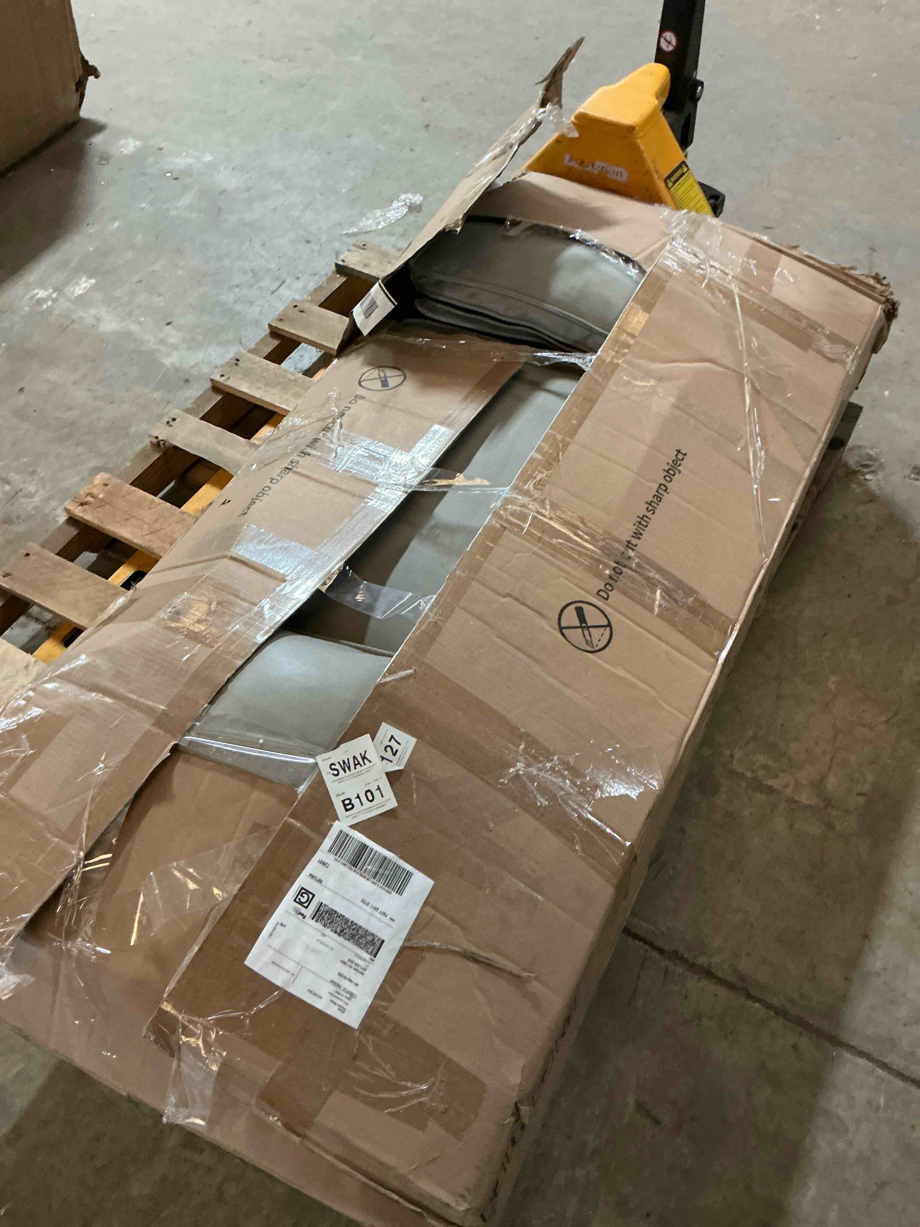 Condition photo showing Good Condition for 60" Upholstered Loveseat, Mid Century Modern Sofas Couches for Living Room, Small Loveseats for Small Spaces, 2 Seater Sofa with Removable Armrest and Backrest