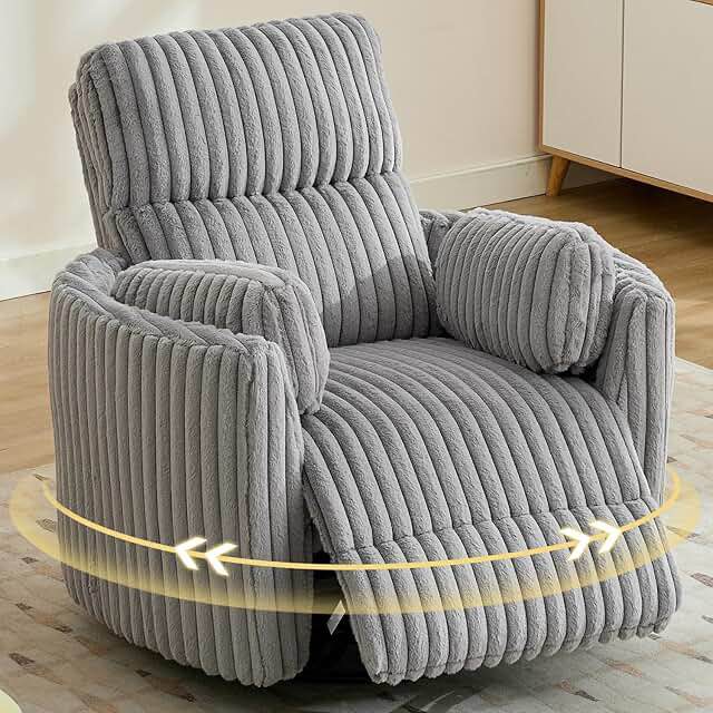 Grey Corduroy Electric Recliner Base