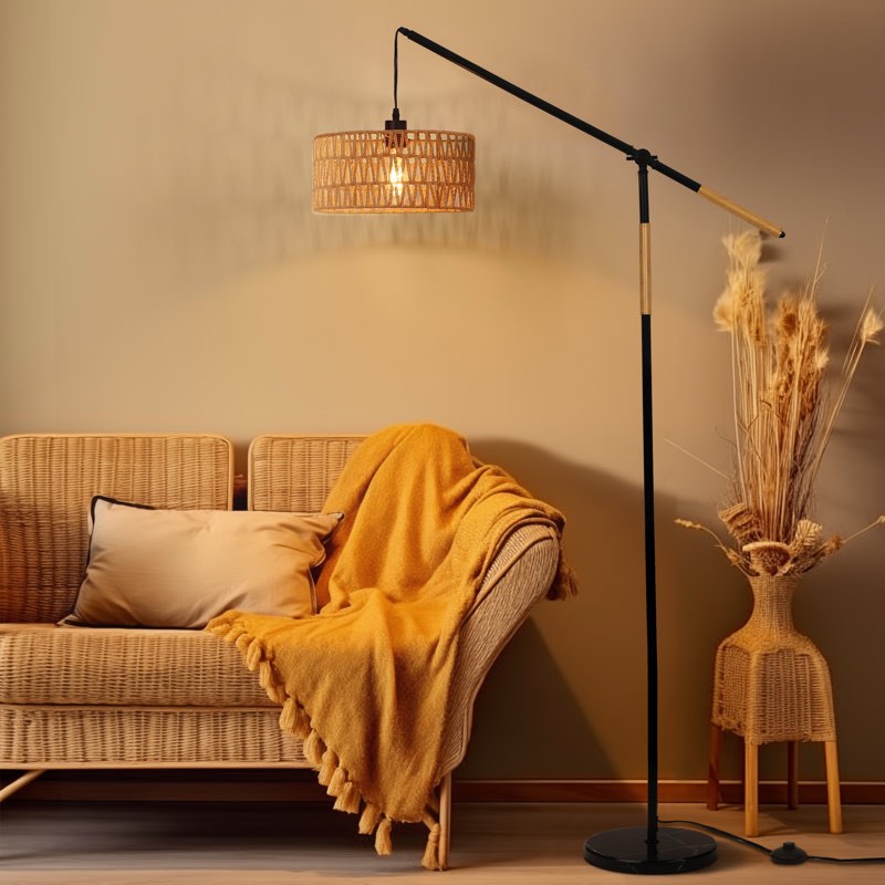 Aarzo 68" Rattan Arched/Arc Floor Lamp