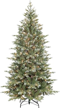 Colorado Blue Spruce 6.5Ft Christmas Tree Pre-Lit Artificial Full With 2,694 Branch Tips & 906 Low-Voltage Warm Led Lights, Foldable Stand & Realistic Flame-Resistant Branches