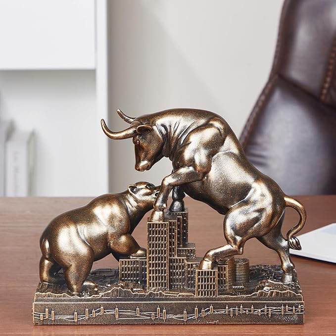 Bull And Bear Statue Resin Abstract Decor